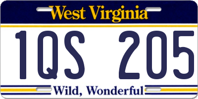 WV license plate 1QS205