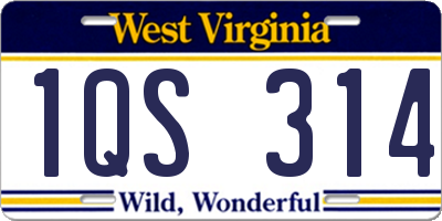 WV license plate 1QS314
