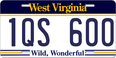 WV license plate 1QS600