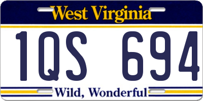 WV license plate 1QS694
