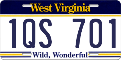 WV license plate 1QS701