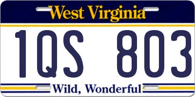 WV license plate 1QS803