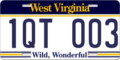 WV license plate 1QT003