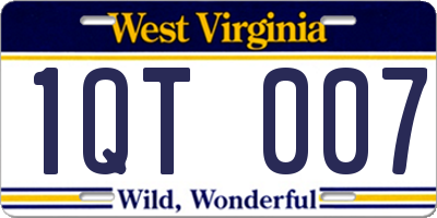 WV license plate 1QT007