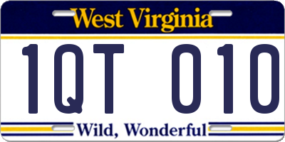 WV license plate 1QT010