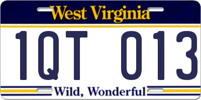 WV license plate 1QT013