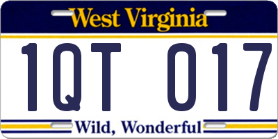 WV license plate 1QT017