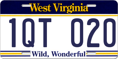 WV license plate 1QT020