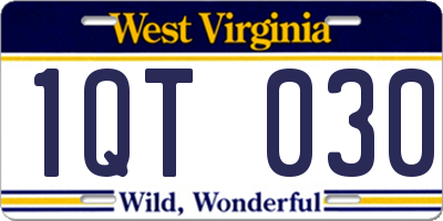 WV license plate 1QT030