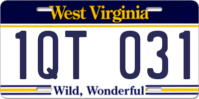 WV license plate 1QT031