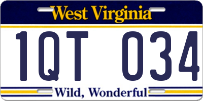 WV license plate 1QT034