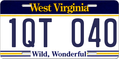 WV license plate 1QT040