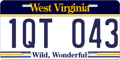 WV license plate 1QT043