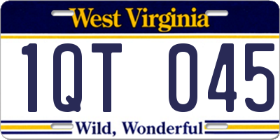 WV license plate 1QT045