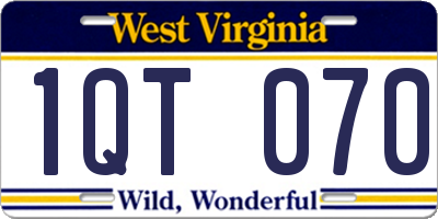 WV license plate 1QT070
