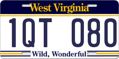 WV license plate 1QT080