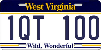 WV license plate 1QT100