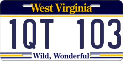 WV license plate 1QT103