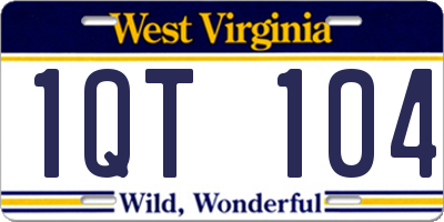 WV license plate 1QT104