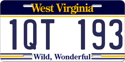 WV license plate 1QT193