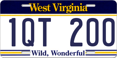WV license plate 1QT200