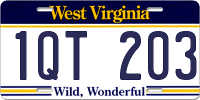 WV license plate 1QT203