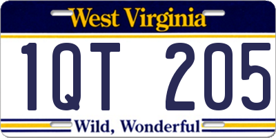 WV license plate 1QT205