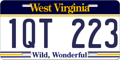 WV license plate 1QT223