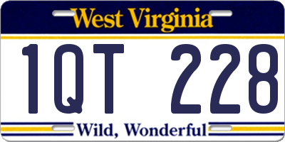 WV license plate 1QT228