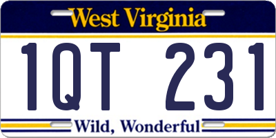 WV license plate 1QT231