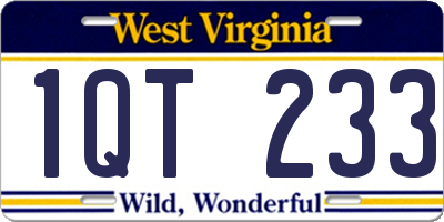 WV license plate 1QT233
