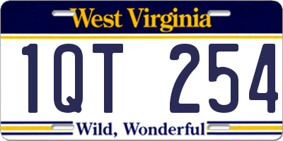 WV license plate 1QT254