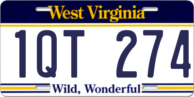 WV license plate 1QT274