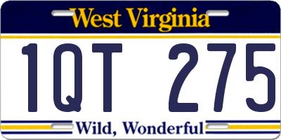 WV license plate 1QT275