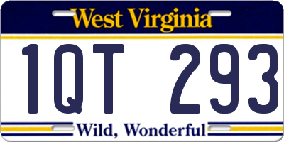 WV license plate 1QT293