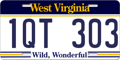 WV license plate 1QT303