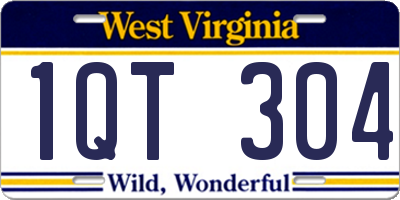 WV license plate 1QT304