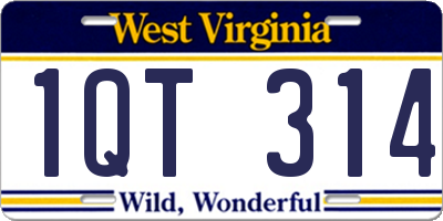 WV license plate 1QT314