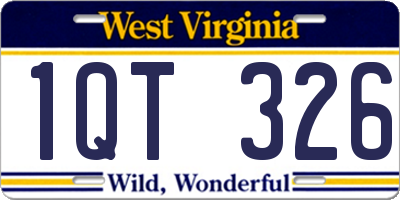 WV license plate 1QT326