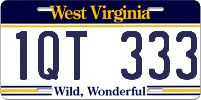 WV license plate 1QT333