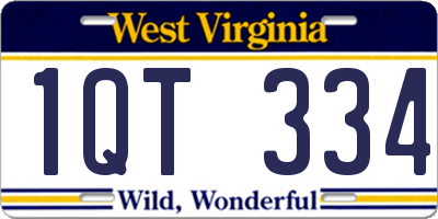 WV license plate 1QT334