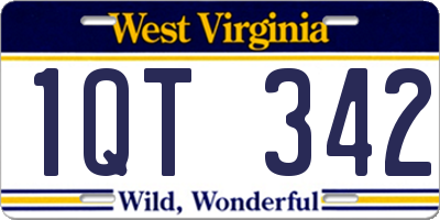WV license plate 1QT342