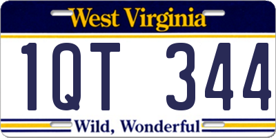 WV license plate 1QT344