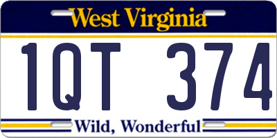 WV license plate 1QT374