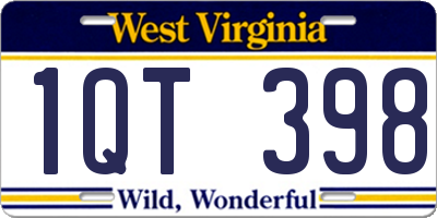 WV license plate 1QT398
