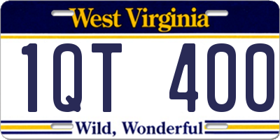WV license plate 1QT400