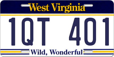 WV license plate 1QT401