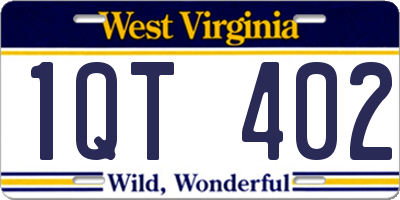WV license plate 1QT402