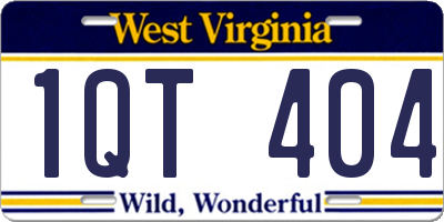 WV license plate 1QT404