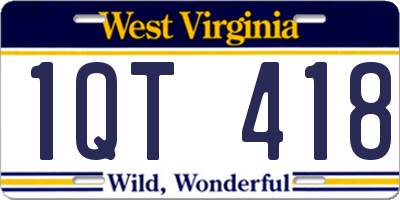 WV license plate 1QT418